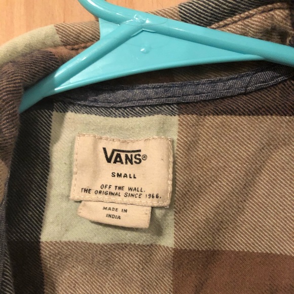 VANS Button Flannel Small Teal and Brown - Picture 2 of 3